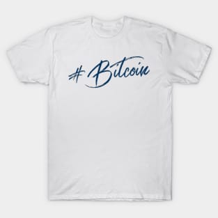 Hashtag Bitcoin Stylish Blue Lettering T-Shirt